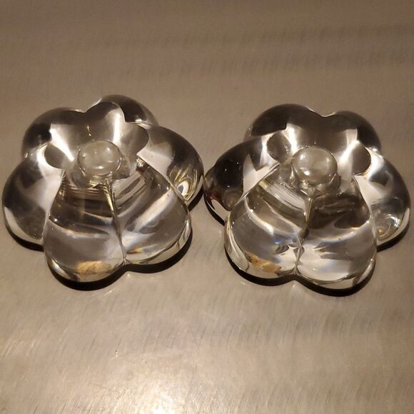 Orrefors Vintage Mid Century Swedish Crystal Stella Flower Floral Candle Holders - Picture 8 of 12